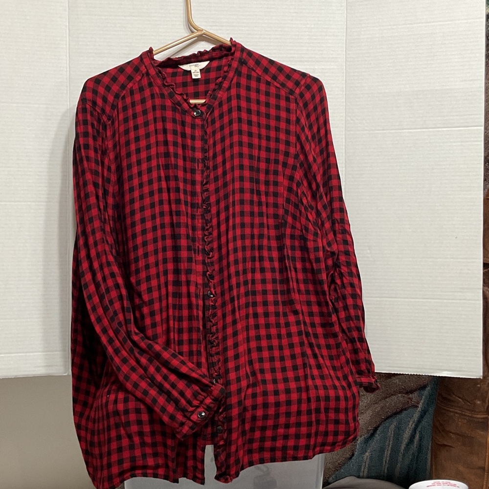 Red Plaid Button Down Shirt